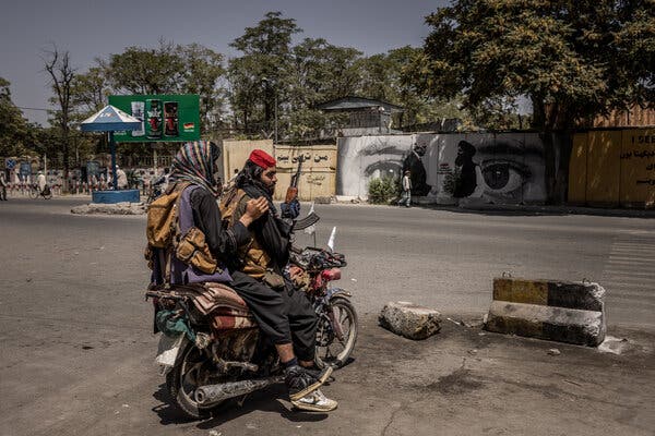 Taliban fighters in Kabul on Monday. The Taliban arose in the early 1990s amid the turmoil that followed the withdrawal of Soviet forces from Afghanistan in 1989.