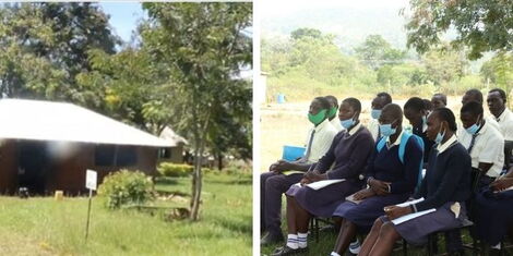 A collage of some of the structure at Muyafwa Secondary School and students during a class session. .jpg