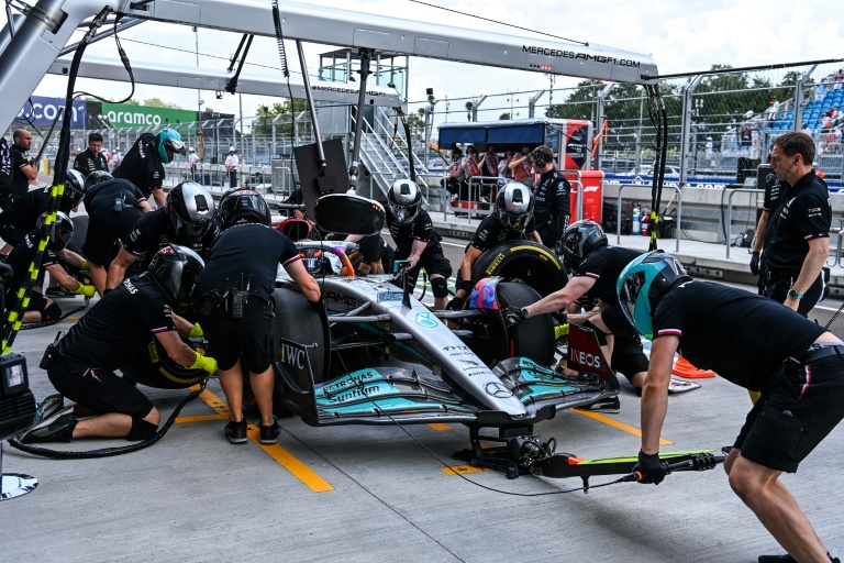 Russell tops the times for Mercedes in opening practice