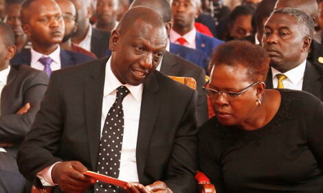 Deputy President William Ruto with Kandara MP Alice Wahome in Kandara, Murang’a county on February 13, 2020.