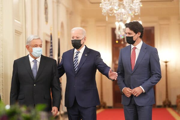 President Biden met with President Andrés Manuel López Obrador of Mexico and Prime Minister Justin Trudeau of Canada after a five-year hiatus of the North American Leaders’ Summit.