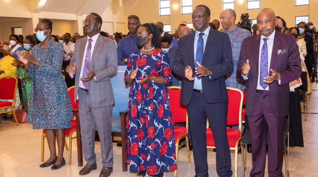 Raila attends prayer service ahead of presenting his credentials to IEBC