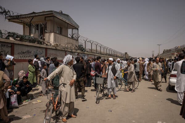 The entrance gates to the aiport in Kabul seen earlier this month.