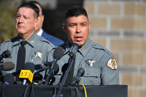 Sheriff Adan Mendoza of Santa Fe County during a news conference on Wednesday.