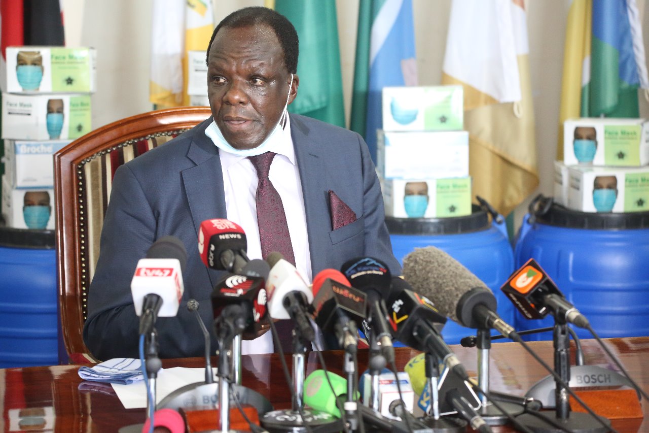 Hon. Oparanya receiving the donations.