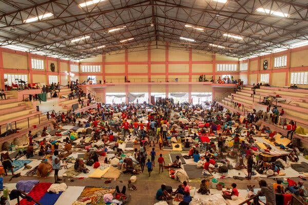 Some Port-au-Prince residents took shelter in a sports center last month after clashes broke out between two gangs.