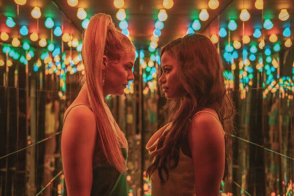 Riley Keough, left, and Taylour Paige in a scene from "Zola."