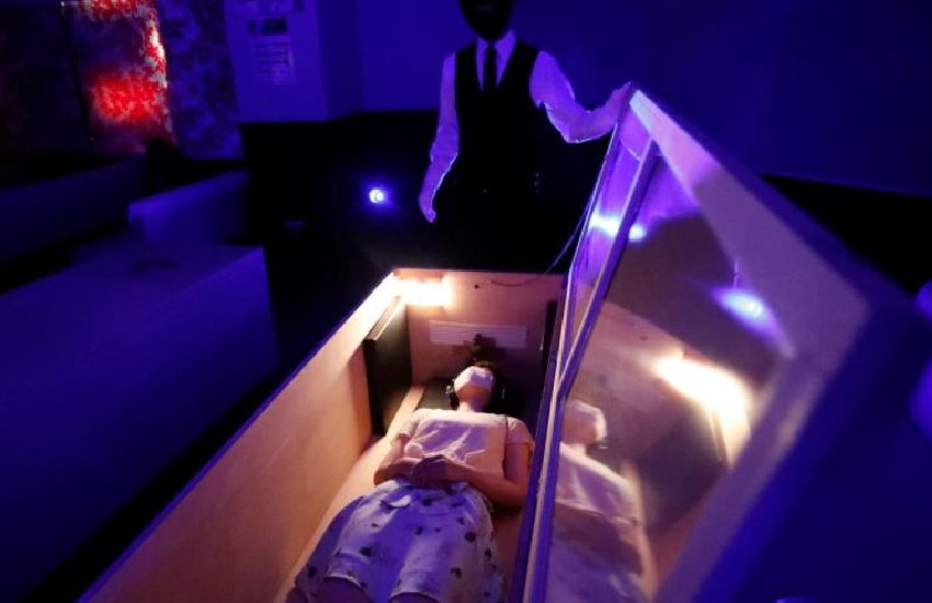 Finding Covid-19 pandemic scary? Group offers coffins for stress relief