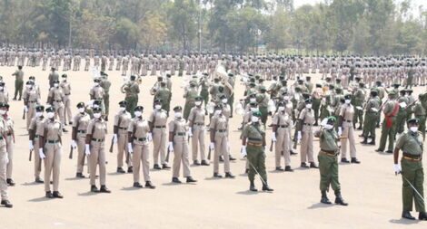 Recruits at the 44th Prisons Pass-out Parade at Prisons Staff Training College, Ruiru on August 13, 2020.
