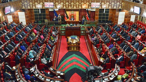 Lawmakers seated in Parliament