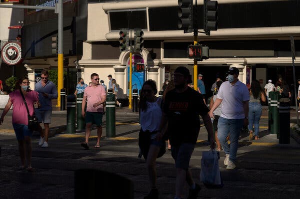 Along the Strip in Las Vegas last week. There is consensus among scientists and public health experts that the herd immunity threshold is not attainable.
