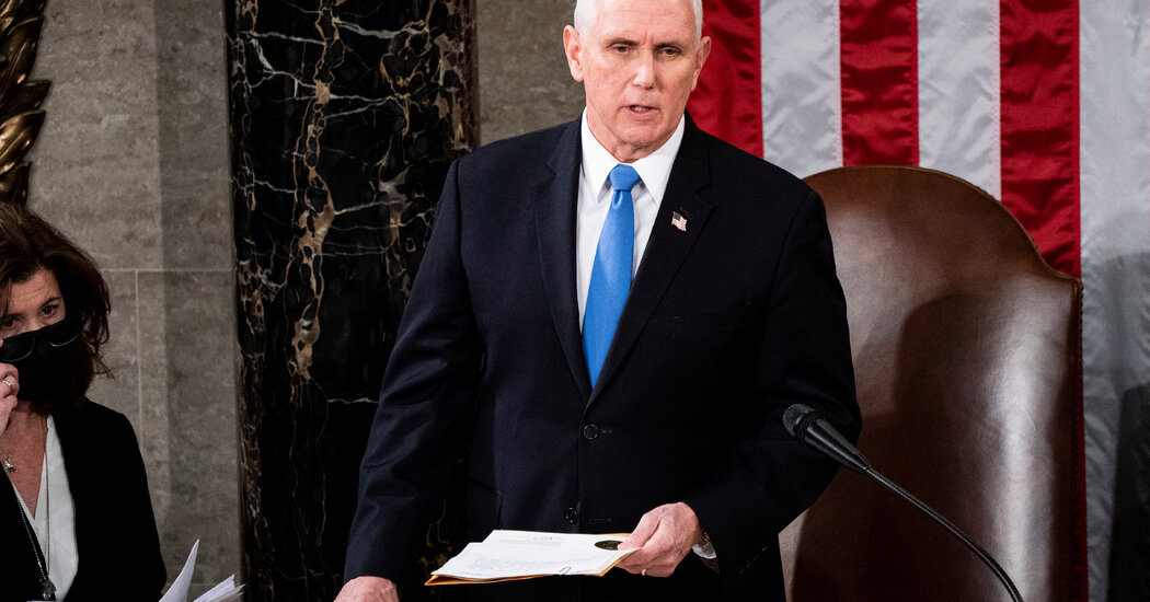 Pence, Diverging From Trump, Says He Was ‘Proud’ to Certify Election