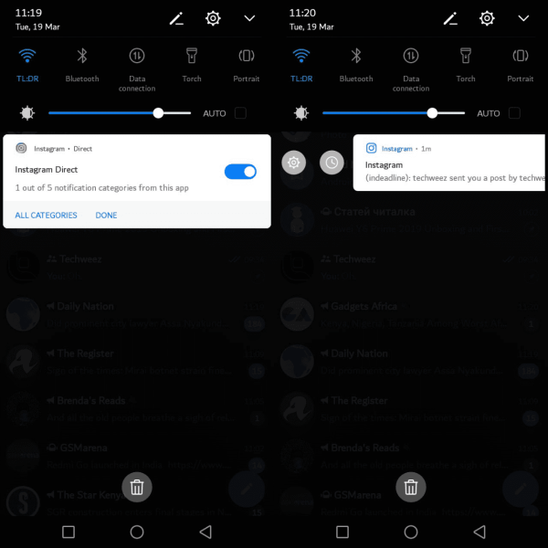 Homescreen notifications