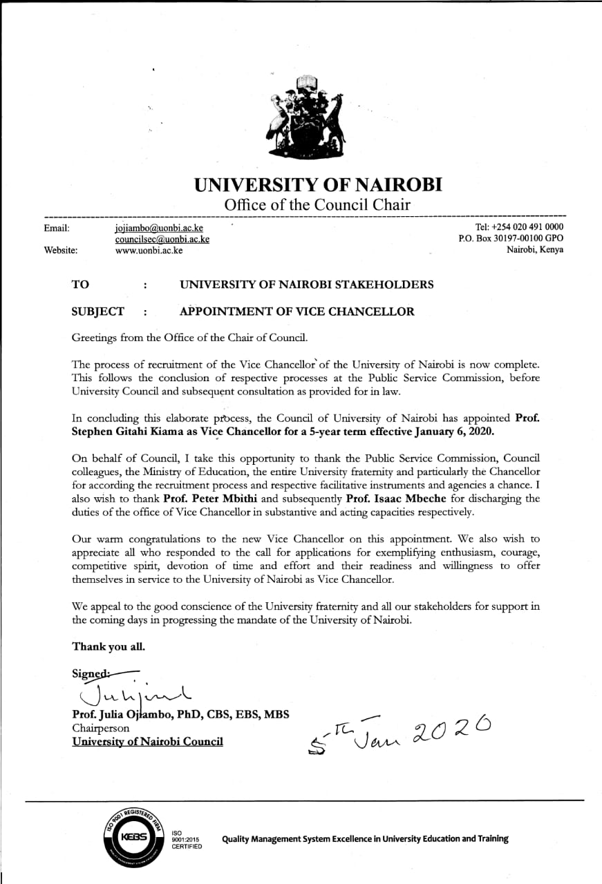 New UoN VC appointment faces court challenge as PSC top 3 emerge – Weekly Citizen