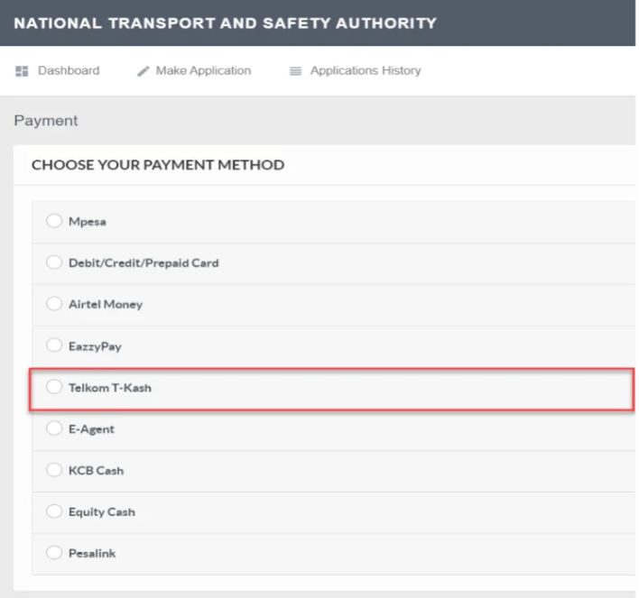 How to pay for NTSA services using T-Kash