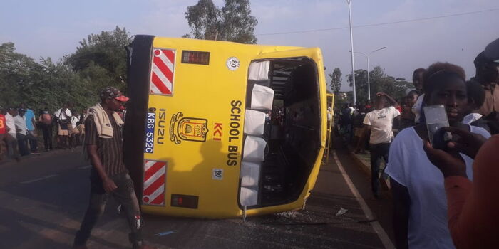 Bus Full of Students Overturns