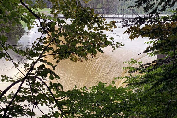 Nearby residents evacuated as water overtopped a dam in Wilmore, Pa., on Wednesday.