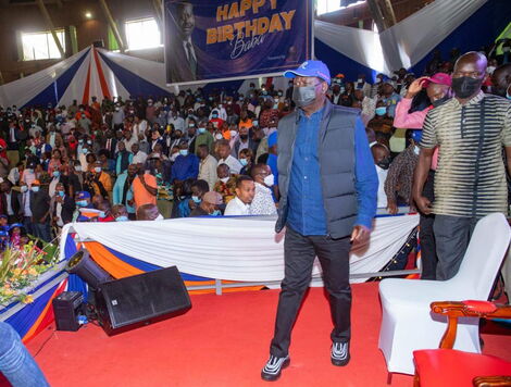 ODM leader Raila Odinga arriving at the Bomas of Kenya for his birthday celebration on Friday January 7, 2022