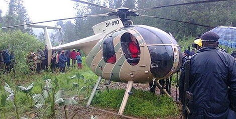 A helicopter that made an emergency landing while taking students to Banda school in June 2012