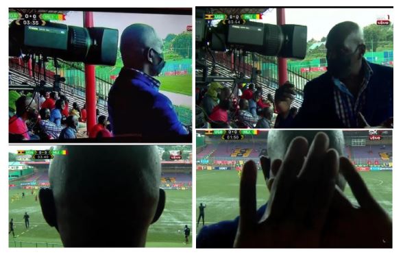 Ugandan man standing in front of camera blocks football fans from watching Cranes draw against Mali : The standard Sports