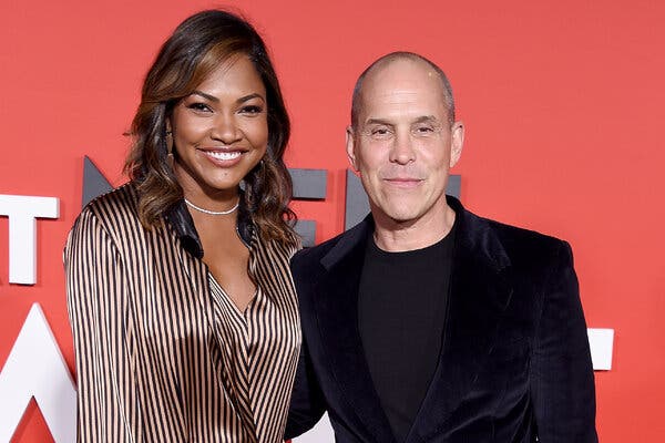 Brian Robbins with his wife, Tracy James, in 2019.