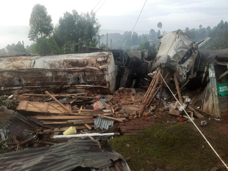 Update: Fuel tanker rammed into coffin shop in Nyamira, killing attendant