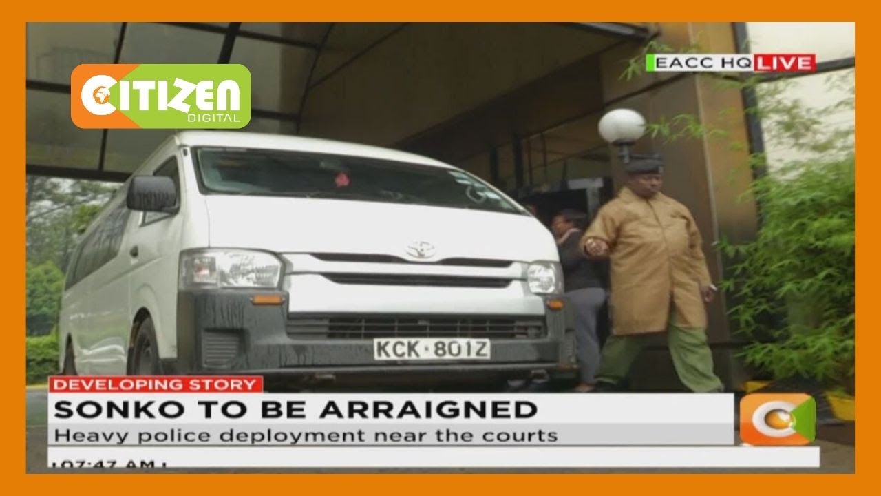 Nairobi Governor Mike Sonko leaves EACC HQ, escorted to Milimani law courts
