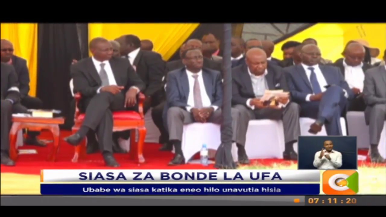 William Ruto na Gideon Moi wasalimiana Baringo kwenye mazishi ya marehemu Kipchoim