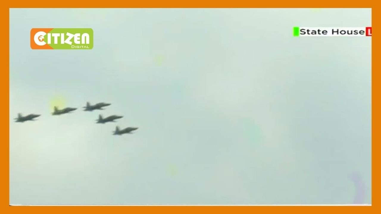 KDF planes fly by president's dias at State house during 57th Madaraka Day