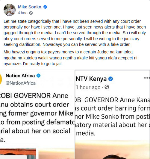" Ulitolea Ngotha Judges na Wakili wangu ukalie Kiti, " Sonko reacts to Governor Kananu court order