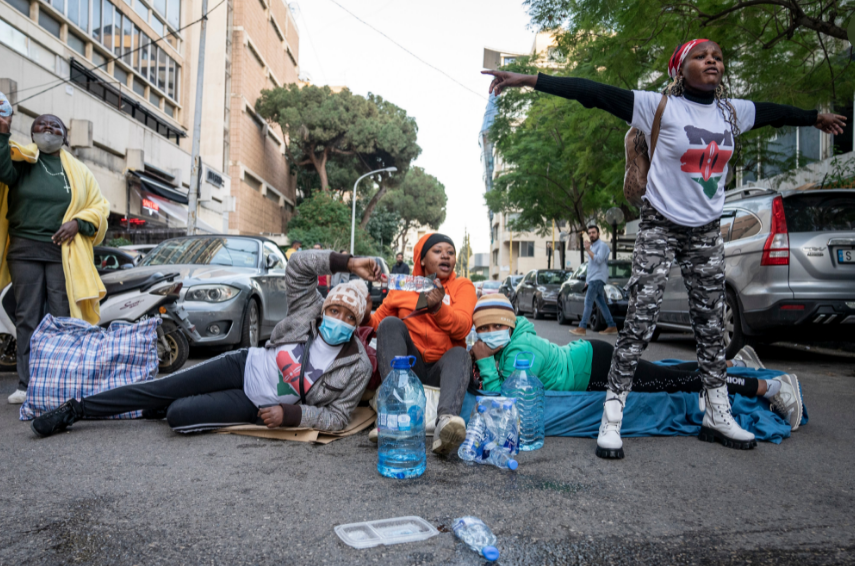 Heartbreaking Photos of Kenyan Women Sleeping Outside Embassy in Lebanon for Three Weeks