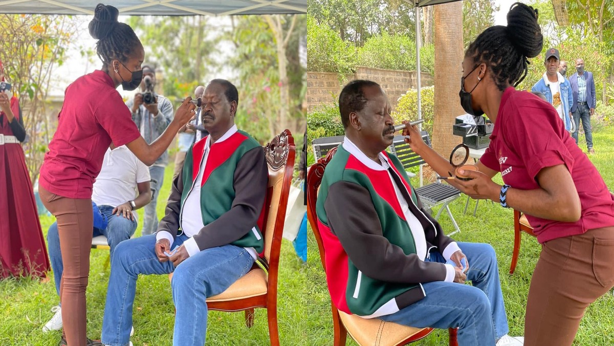 Cute Photos of Young Beauty Applying Makeup on Raila Wow Kenyans