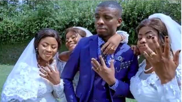 [PHOTOS] 32 years old shocked the world, marries tripplets together the same day