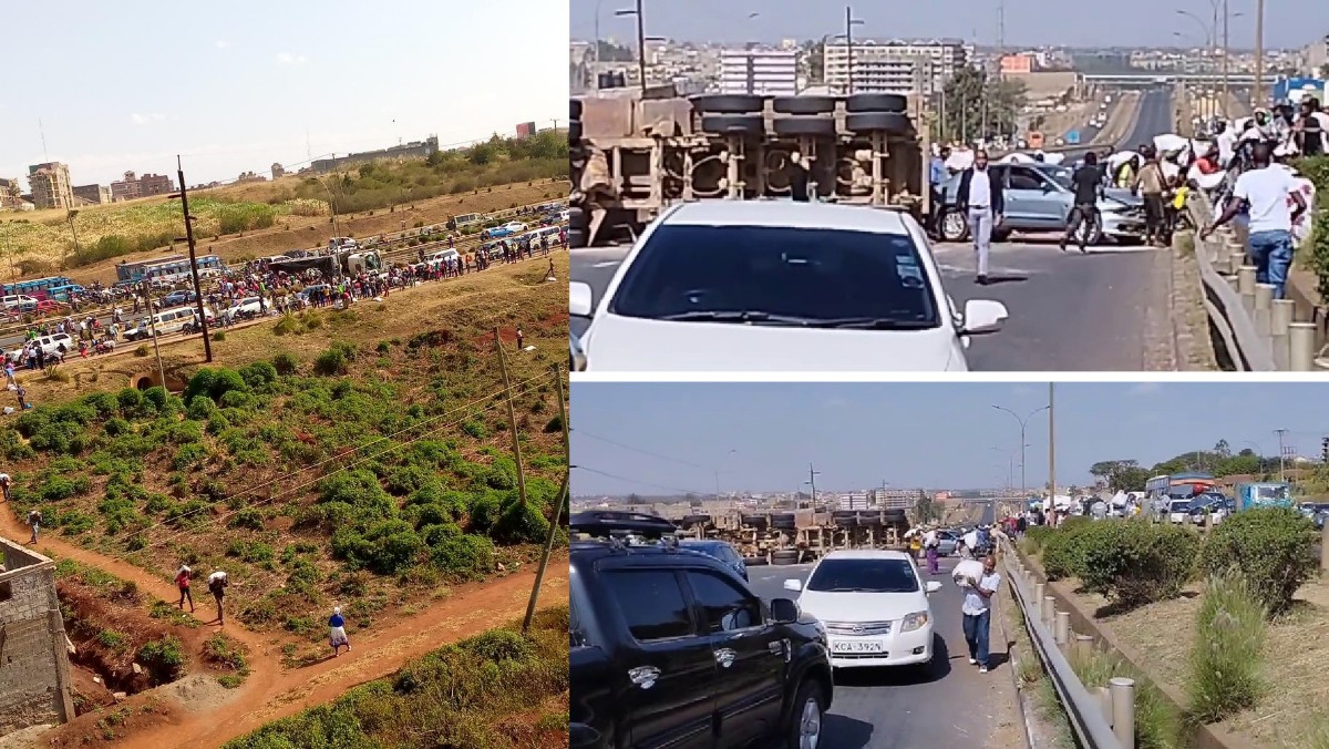 Answered Prayers: Roysambu People Scramble For Free Rice as Lorry Overturns