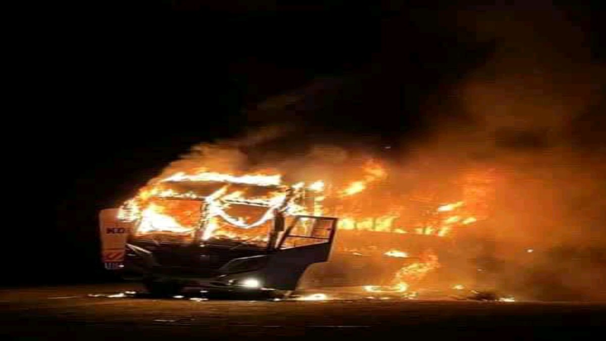 BREAKING: Bus With 45 Occupants Bursts Into Flames in Kisumu