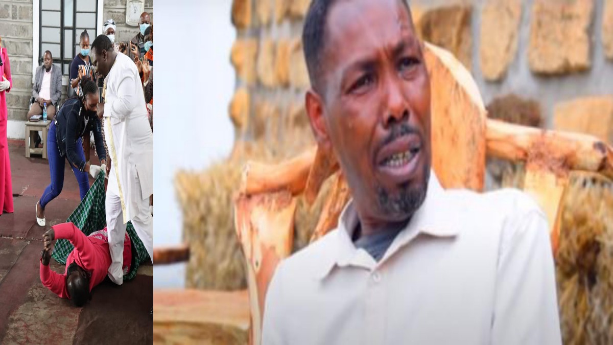 Omosh Falls Down During Awkward Prayer Session With Pastor Kanyari