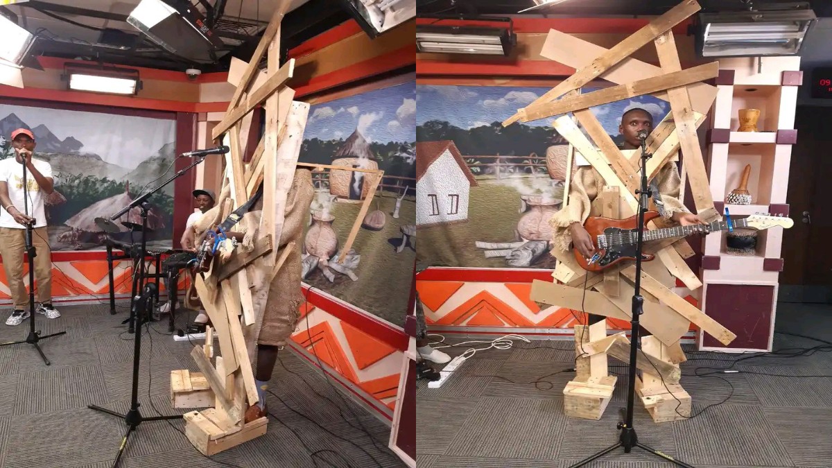 'Embarambamba Mkikuyu': Singer Scares The Studio After Showing Up With Wooden Clothes